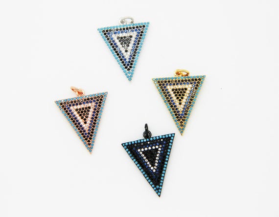 Mix Color CZ Micro Pave 20x22mm Triangle Pendant