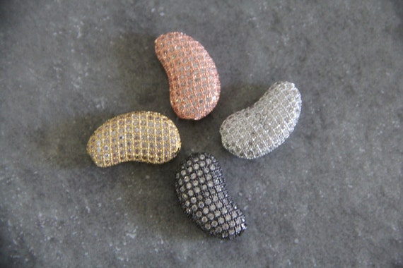 CZ Micro Pave 13x23mm Bean Shape beads