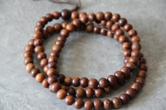 Date Wood 10mm round beads, 108 pcs, 40" long full strand