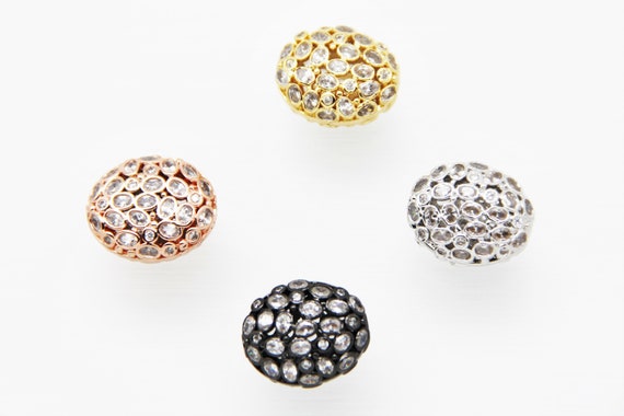 CZ Micro Pave 16x19mm  Free Form CZ Oval Beads