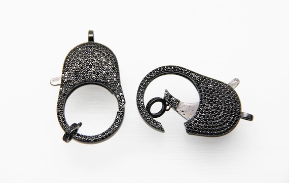 Black CZ Micro Pave 24x38mm Lock Clasp