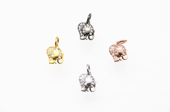 CZ Micro Pave 10mm Elephant Charm with Jump Ring