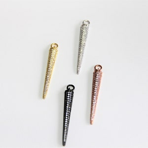 CZ Micro Pave 6x40mm Long Cone Pendant