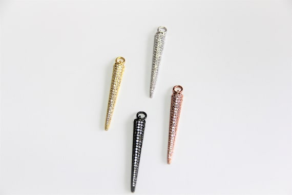 CZ Micro Pave 6x40mm Long Cone Pendant