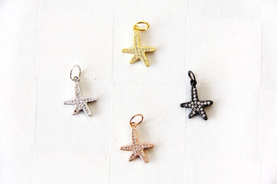 CZ Micro Pave 15mm Starfish  Charm with Jump Ring