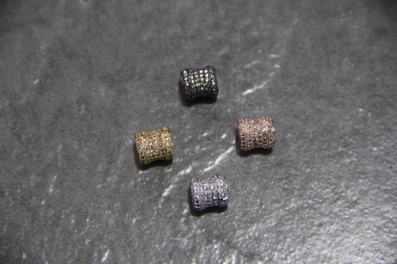 CZ Micro Pave 8x9mm Tube Big Hole  Beads