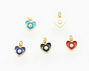 CZ Micro Pave Enamel 9mm Heart Charm