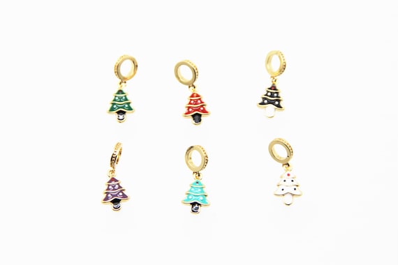 CZ Micro Pave Enamel 8x12mm Christmas Tree Charm