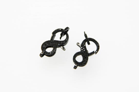 Black CZ Micro Pave 10x25mm "8" Shape Clasp