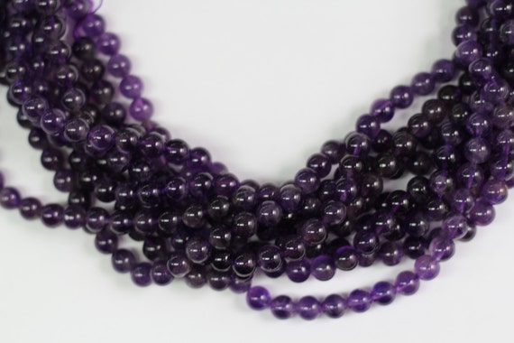 Amethyst 8mm smooth round beads 16" length strand