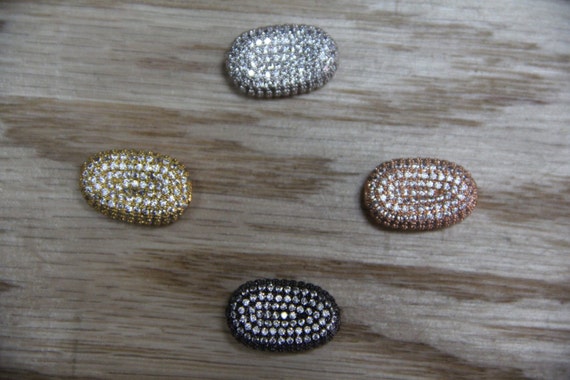 CZ Micro Pave 13x20mm  Wave Oval  Beads