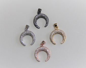 CZ Micro Pave 19mm  Crescent Moon Charm