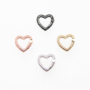 CZ Micro Pave 20mm Heart Spring Clasp