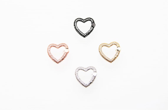 CZ Micro Pave 20mm Heart Spring Clasp