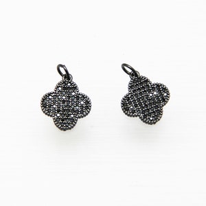 Black CZ Micro Pave 14mm Clover Pendant