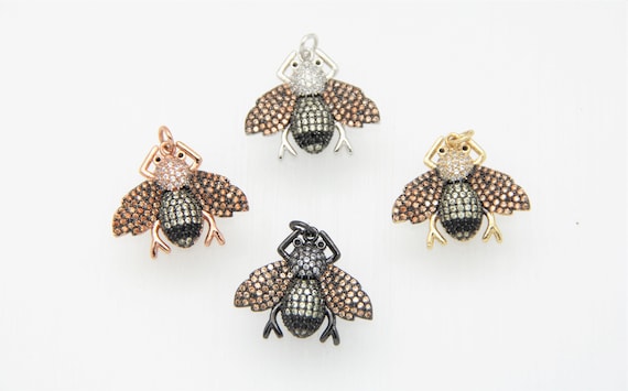 CZ Micro Pave 20x23mm Flying Insect Pendant