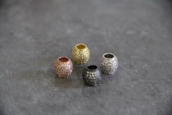 CZ Micro Pave 11mm Round Big Hole  Beads