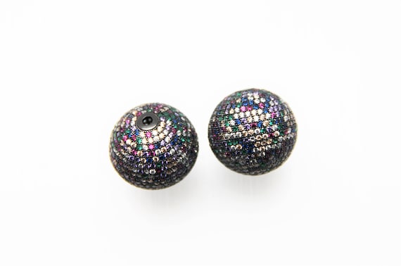 Mixed Color CZ Micro Pave 25mm Round  Beads