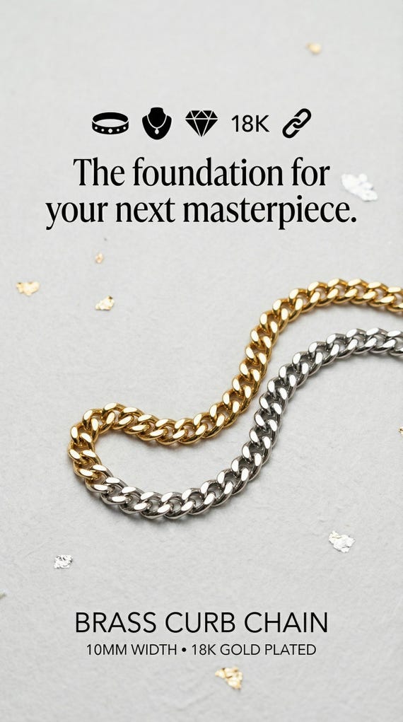 Brass 10mm Width Curb Chain