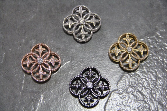 CZ Micro Pave 33mm Hollow Flower  Beads