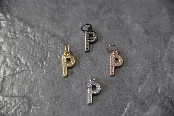 CZ Micro Pave Letter "P" Charm with Jump Ring