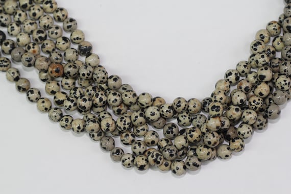 Dalmation Jasper 8mm smooth round beads 16" length full strand