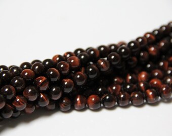 Red Tiger Eye 8mm smooth round beads 16" length full strand