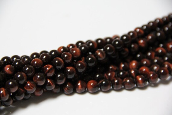 Red Tiger Eye 8mm smooth round beads 16" length full strand