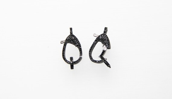 Black CZ Micro Pave 12x19mm Lobster Clasp