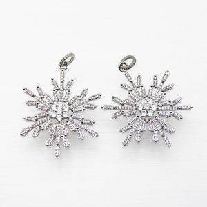 CZ Micro Pave 40mm  Snow Flake Pendant