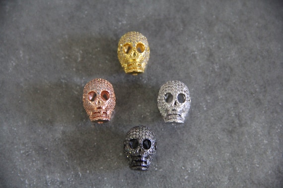 CZ Micro Pave 11x18mm  Skull  Beads