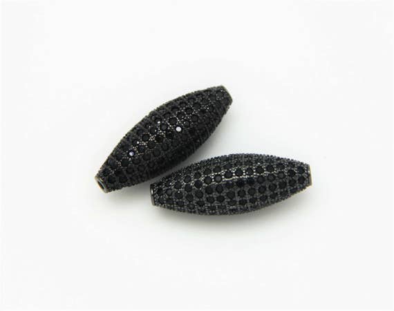 CZ Micro Pave 11x28mm Long Oval Beads