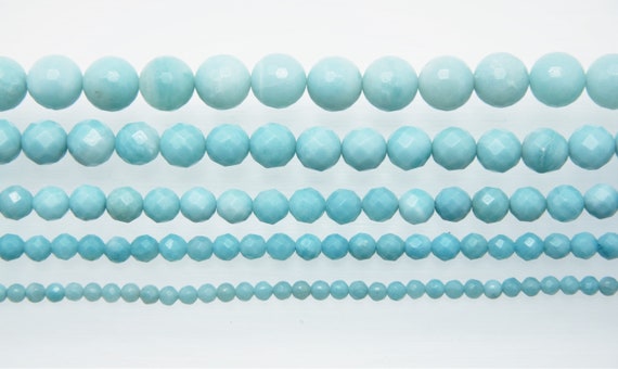 Amazonite 4-12mm faceted round beads 16" length strand