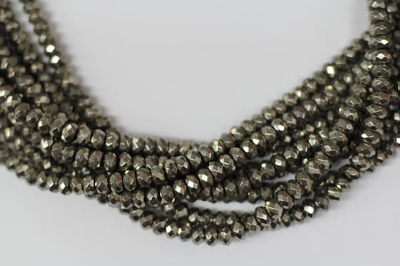 Gold Pyrite 8mm faceted roundel beads 16" length strand