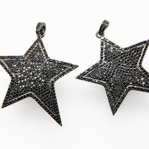 Black CZ Micro Pave 35mm Star Pendant