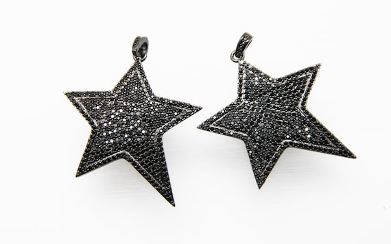 Black CZ Micro Pave 35mm Star Pendant