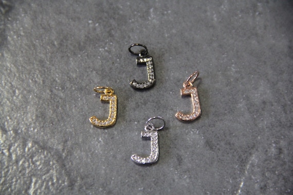 CZ Micro Pave Letter "J" Charm with Jump Ring