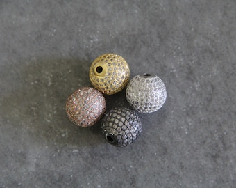 CZ Micro Pave 14mm Round beads