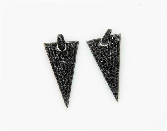 Black CZ Micro Pave 18x35mm  Triangle Pendant