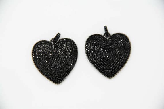 Black CZ Micro Pave 30mm Heart Pendant