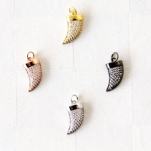CZ Micro Pave 15mm Horn  Charm with Jump Ring