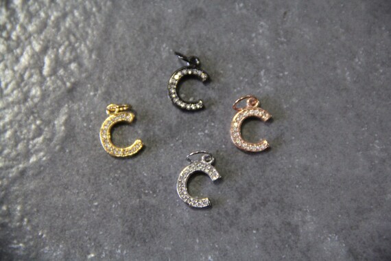 CZ Micro Pave Letter "C" Charm with Jump Ring