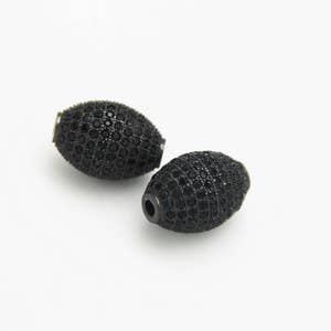Black CZ Micro Pave 11x16mm  Oval  Beads
