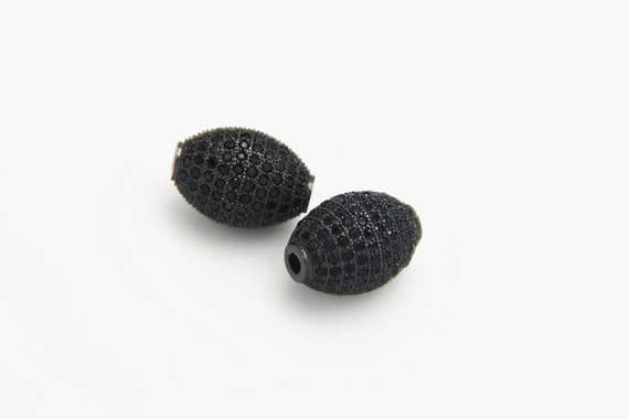 Black CZ Micro Pave 11x16mm  Oval  Beads