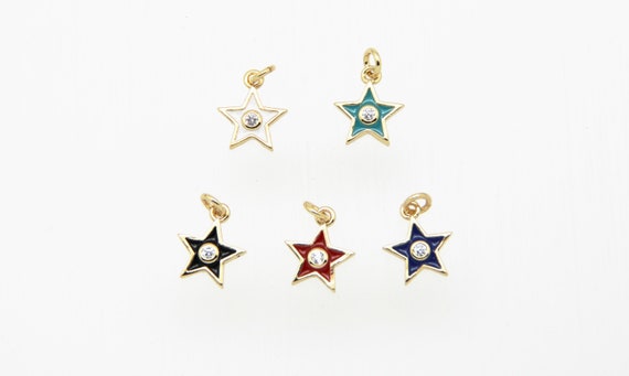 CZ Micro Pave Enamel 10mm Star Charm