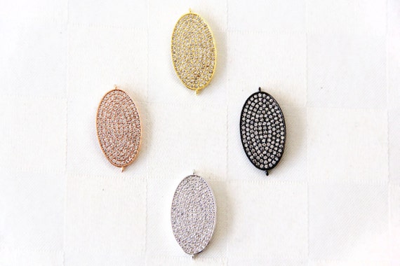 CZ Micro Pave 18x30mm Flat Oval Connectors
