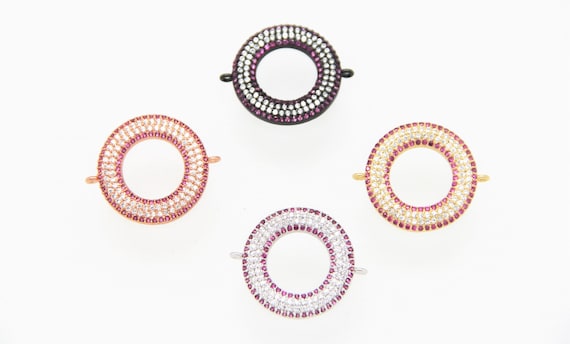 Mixed CZ Micro Pave 22mm Donut Connectors With Loop