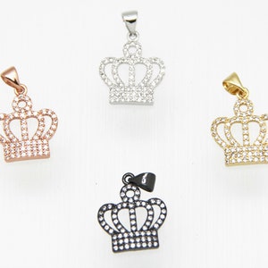 CZ Micro Pave 15mm Crown  Charm