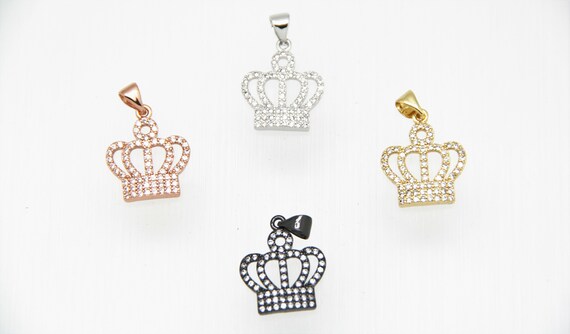 CZ Micro Pave 15mm Crown  Charm