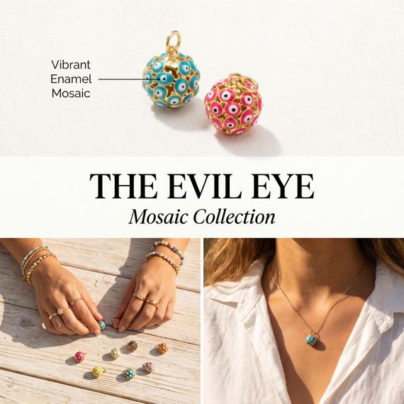 Evil Eye Mosaic 12mm Ball Pendant